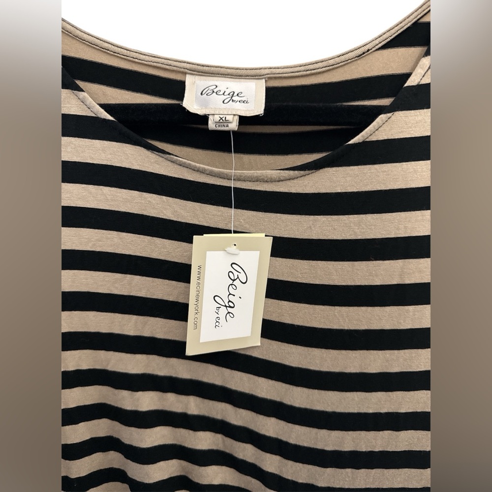 CLOSET CLEANOUT✨Beige by ECI Striped Ruched Tunic Top XL NWT - Picture 2 of 6